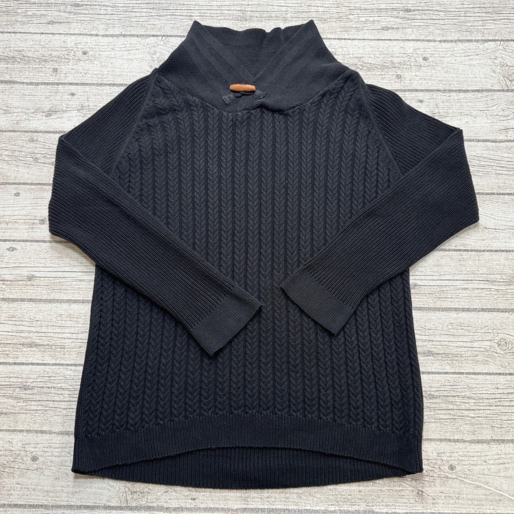 Salute By Levelwear Sweater Men's Medium Black Cable Knit Toggle Shawl Pullover